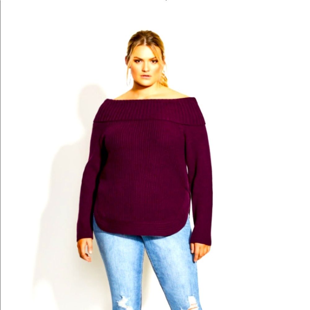 City Chic Scoop Me Up Sweater NWT